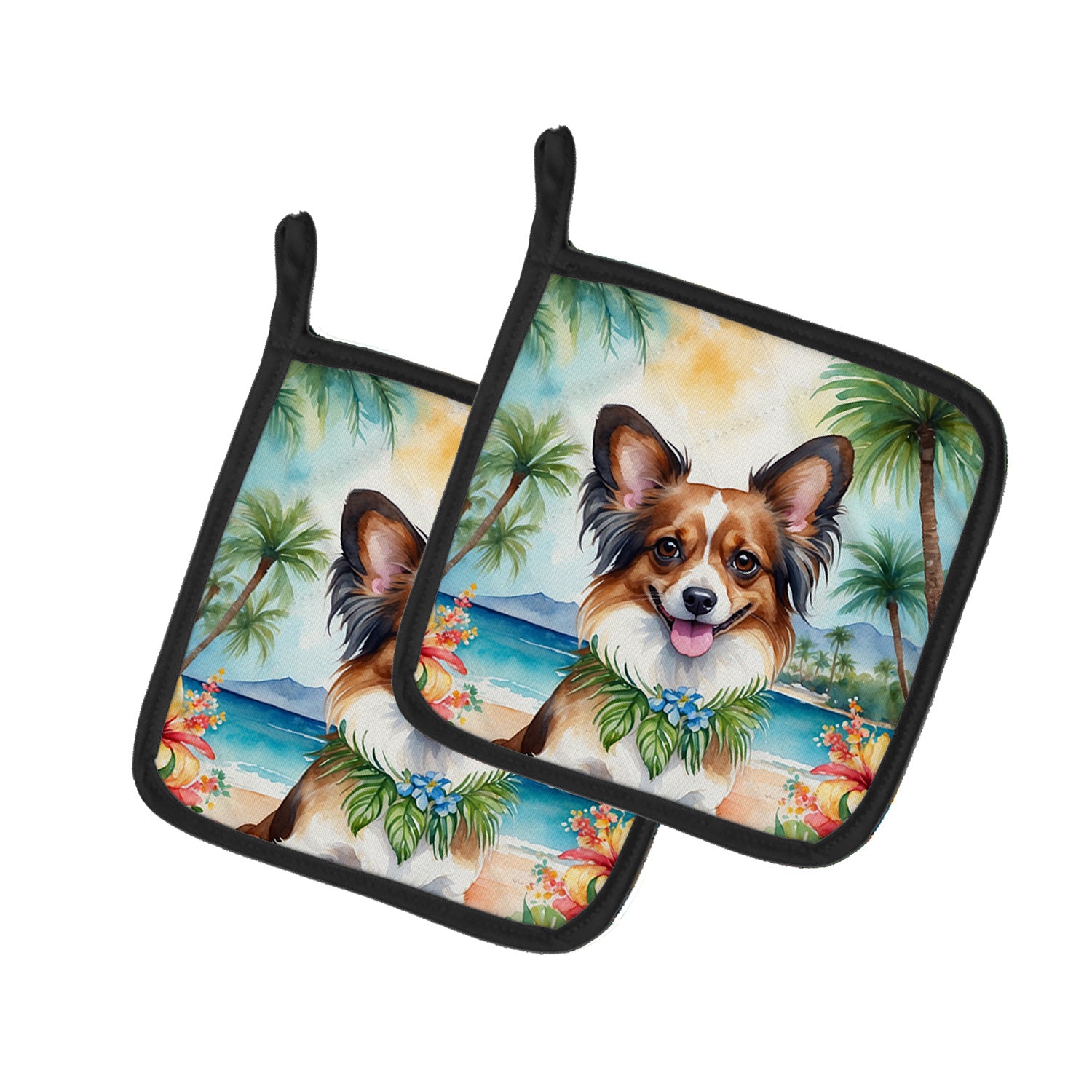 Papillon Luau Pair of Pot Holders Kitchen Heat Resistant Pot Holders Sets Oven Hot Pads for Cooking Baking BBQ, 7 1/2 x 7 1/2