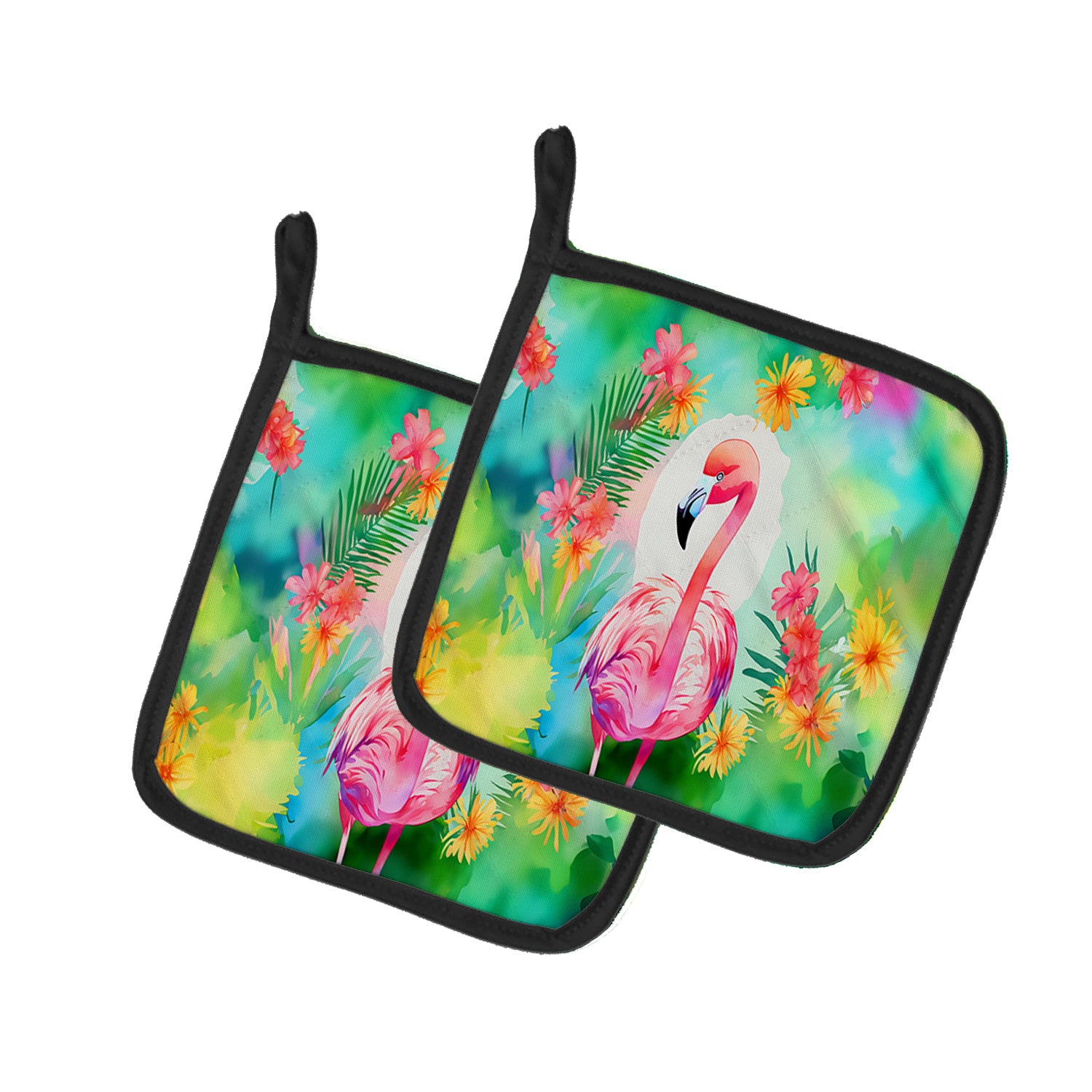 NEW Hippie Animal Flamingo Pair of Pot Holders Kitchen Heat Resistant Pot Holders Sets Oven Hot Pads for Cooking Baking BBQ, 7 1/2 x 7 1/2