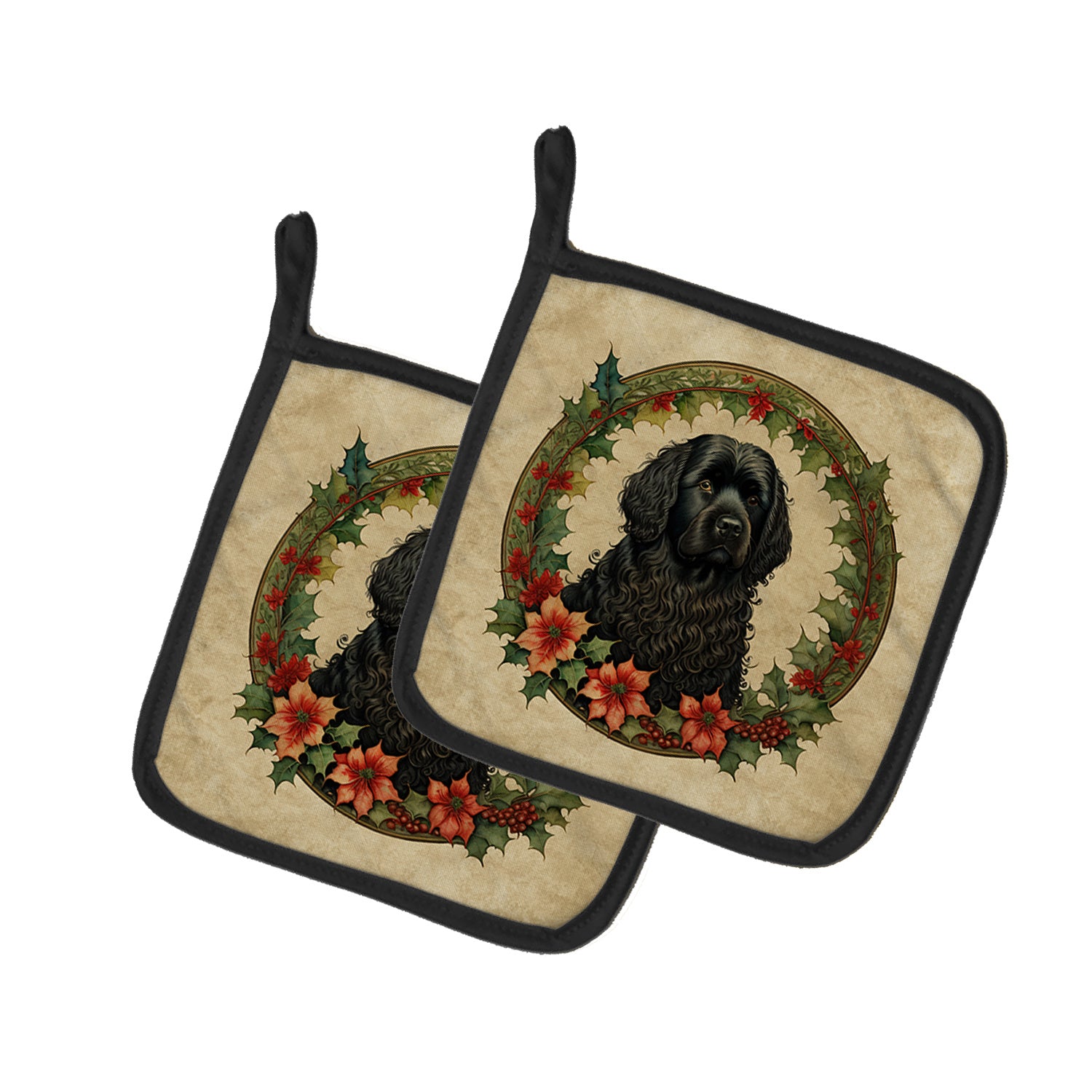 Puli Christmas Flowers Pair of Pot Holders Kitchen Heat Resistant Pot Holders Sets Oven Hot Pads for Cooking Baking BBQ, 7 1/2 x 7 1/2