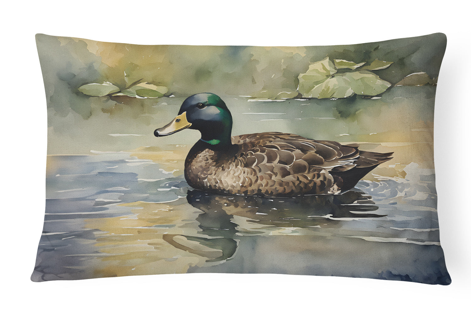 Watercolor Birds Throw Pillow Throw Pillow for Indoor Couch Bed Outdoor Patio Washable, American Black Duck 3178,12Hx16W