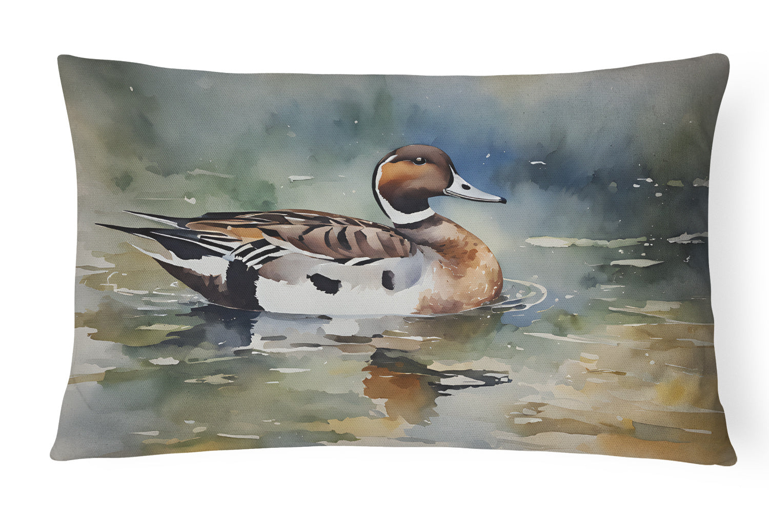 Watercolor Birds Throw Pillow Throw Pillow for Indoor Couch Bed Outdoor Patio Washable, Northern Pintail 3245,12Hx16W