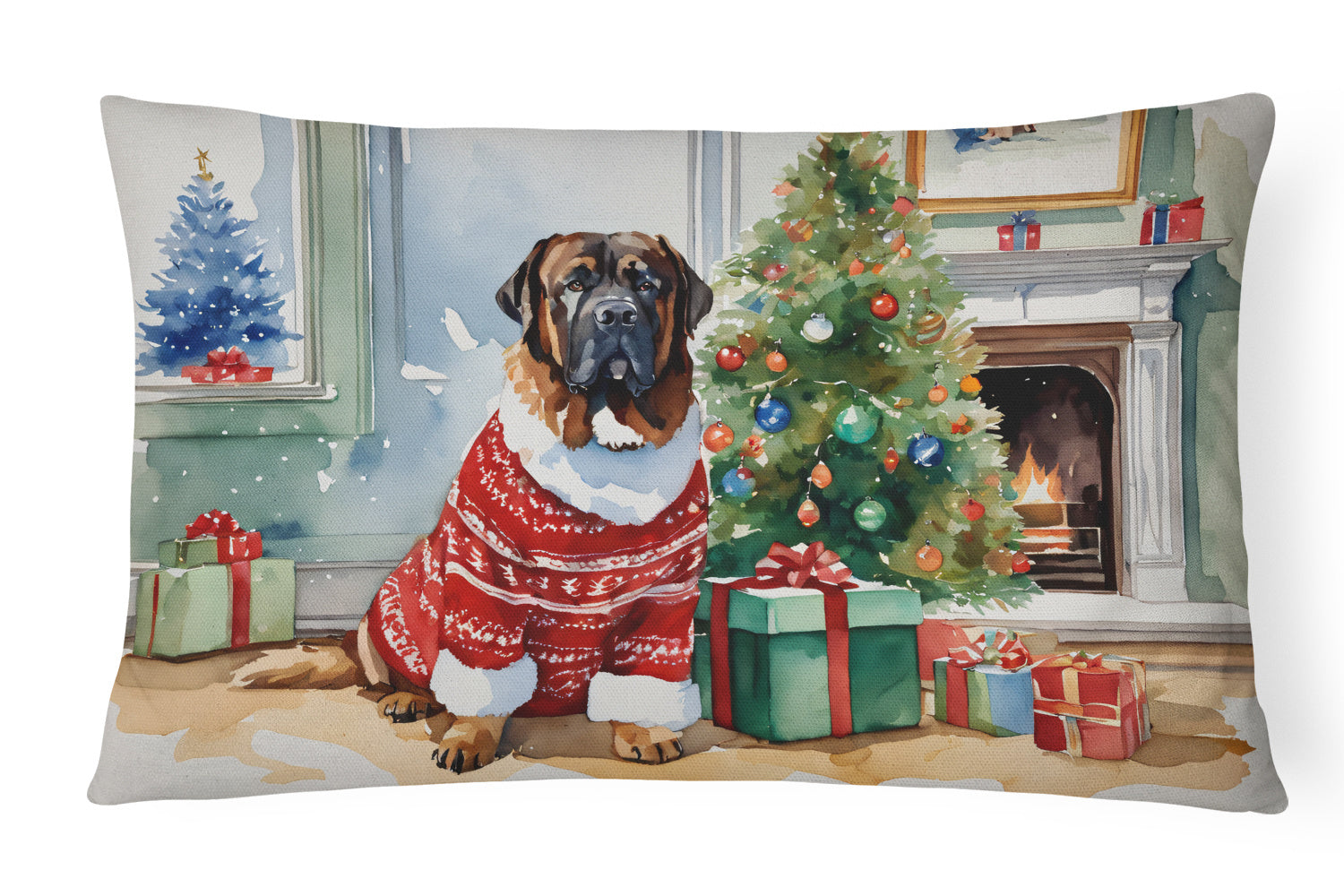 Cozy Christmas Throw Pillow Throw Pillow for Indoor Couch Bed Outdoor Patio Washable, Tibetan Mastiff 2757,12Hx16W