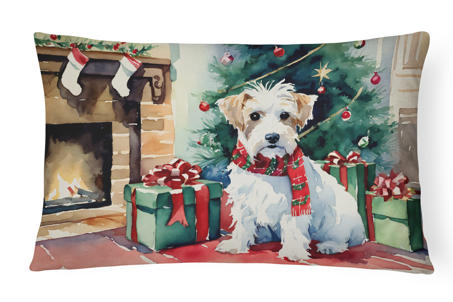 Cozy Christmas Throw Pillow Throw Pillow for Indoor Couch Bed Outdoor Patio Washable, Sealyham Terrier 2745,12Hx16W