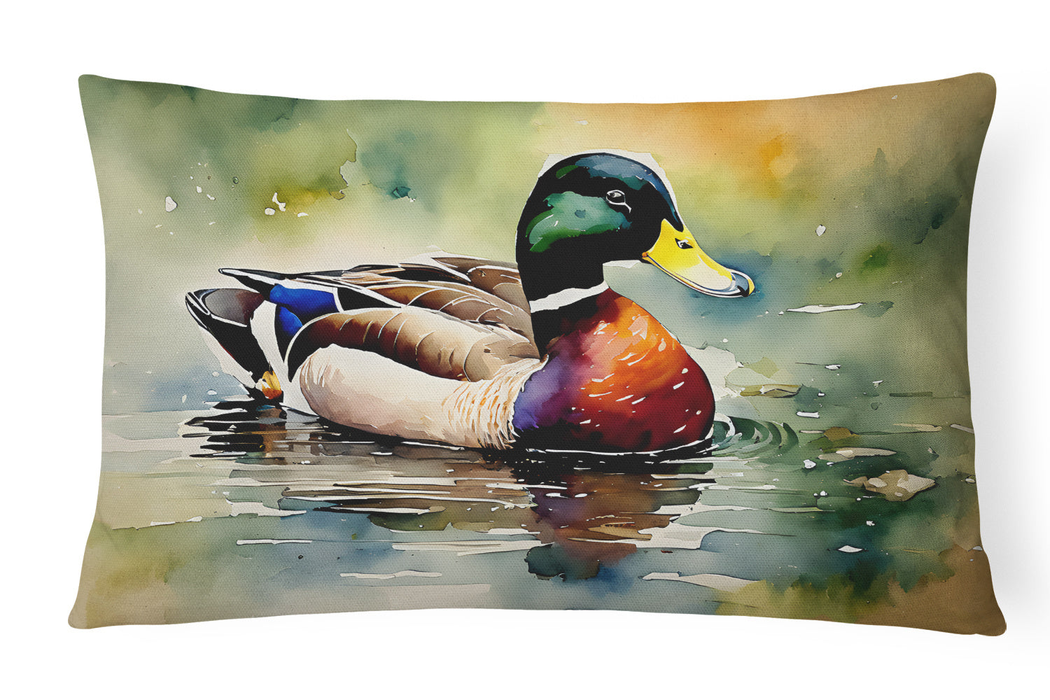 Watercolor Birds Throw Pillow Throw Pillow for Indoor Couch Bed Outdoor Patio Washable, Mallard 3240,12Hx16W