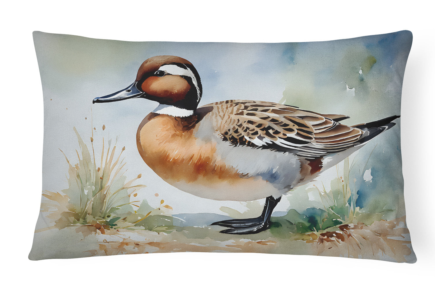 Watercolor Birds Throw Pillow Throw Pillow for Indoor Couch Bed Outdoor Patio Washable, Northern Pintail 3246,12Hx16W