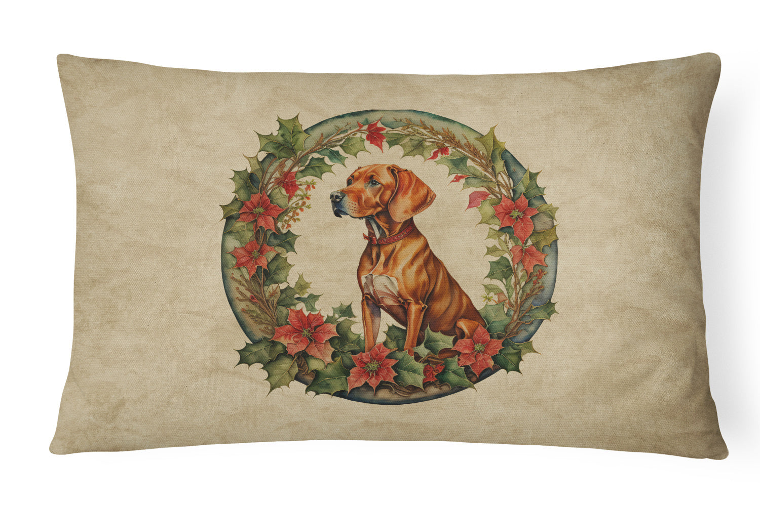 Christmas Flowers Frame Throw Pillow Throw Pillow for Indoor Couch Bed Outdoor Patio Washable, Vizsla 2440,12Hx16W