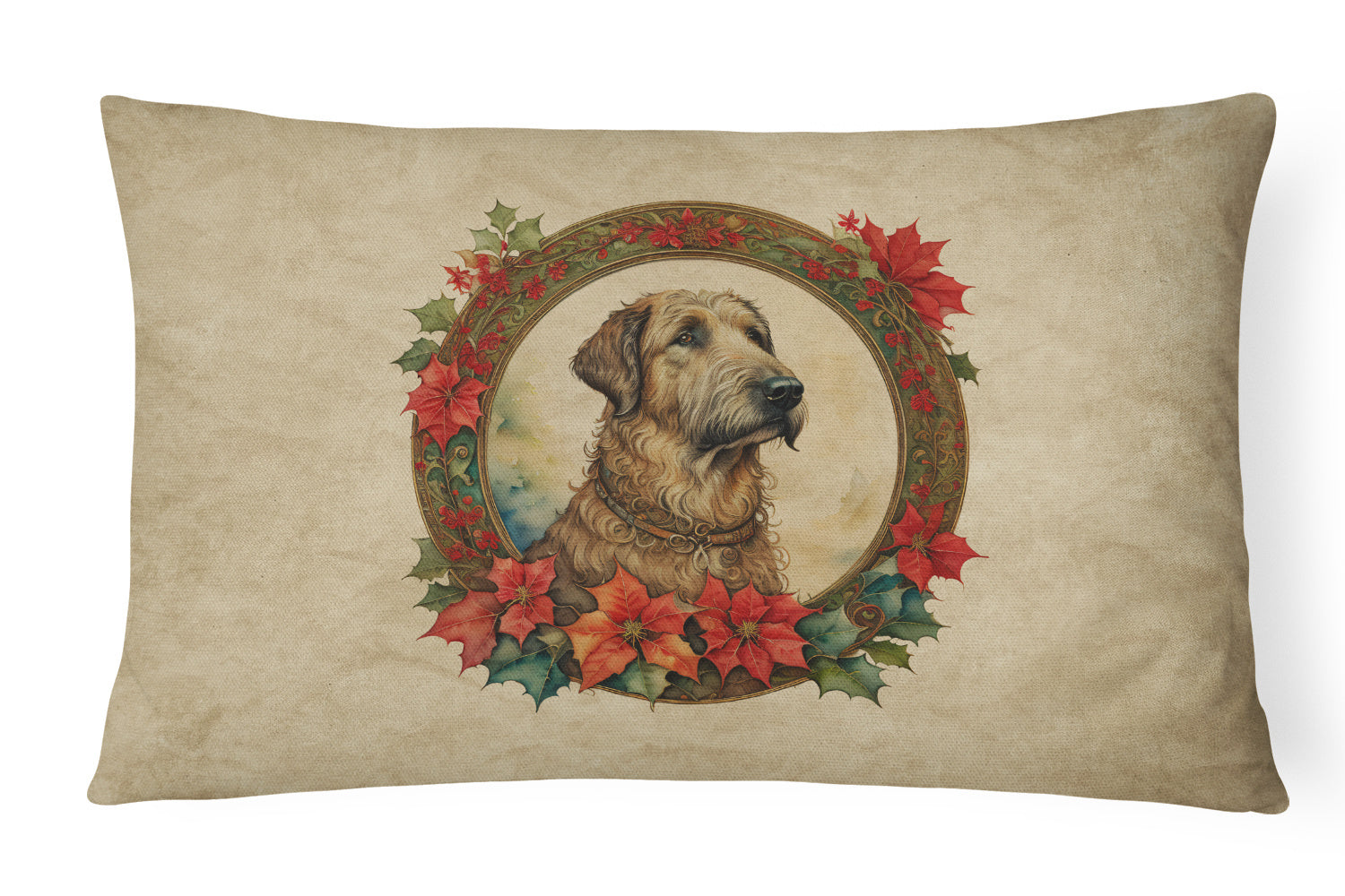 Christmas Flowers Frame Throw Pillow Throw Pillow for Indoor Couch Bed Outdoor Patio Washable, Irish Wolfhound 2379,12Hx16W