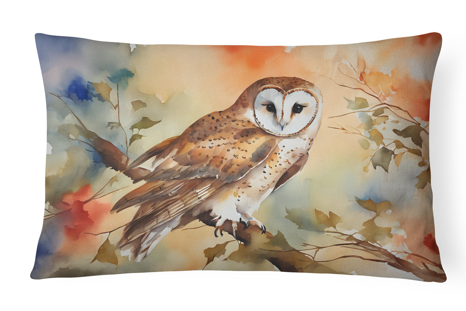 Watercolor Birds Throw Pillow Throw Pillow for Indoor Couch Bed Outdoor Patio Washable, Barn Owl 3182,12Hx16W