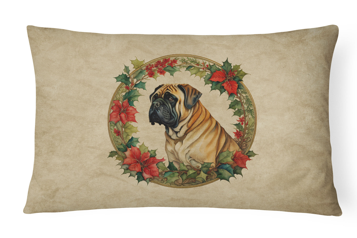 Christmas Flowers Frame Throw Pillow Throw Pillow for Indoor Couch Bed Outdoor Patio Washable, Mastiff 2394,12Hx16W