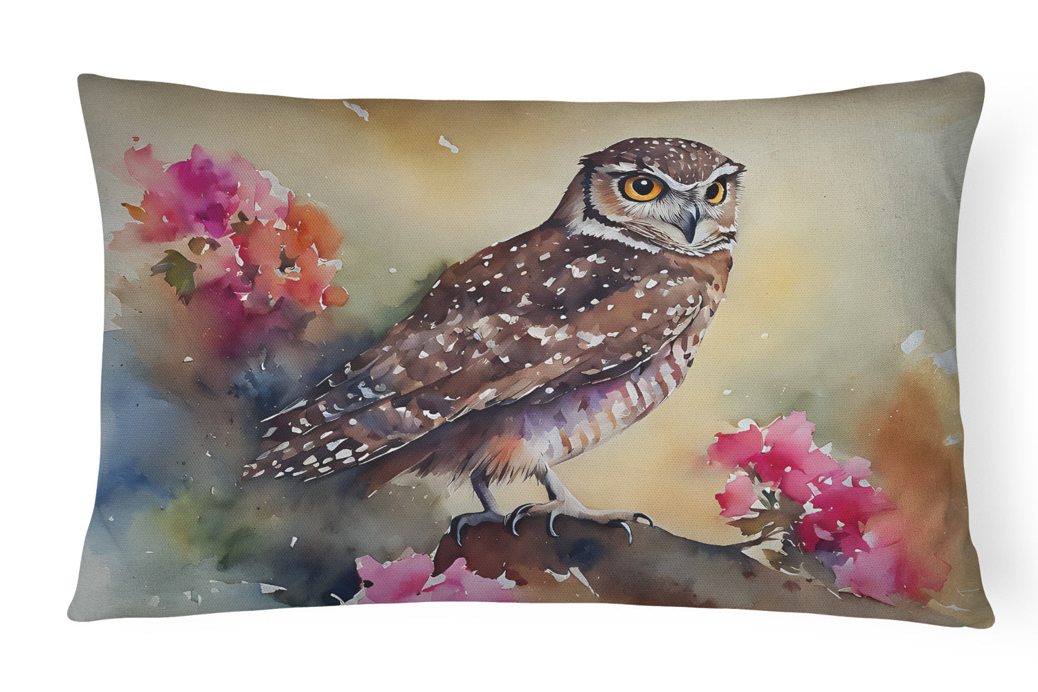 Watercolor Birds Throw Pillow Throw Pillow for Indoor Couch Bed Outdoor Patio Washable, Burrowing Owl 3196,12Hx16W