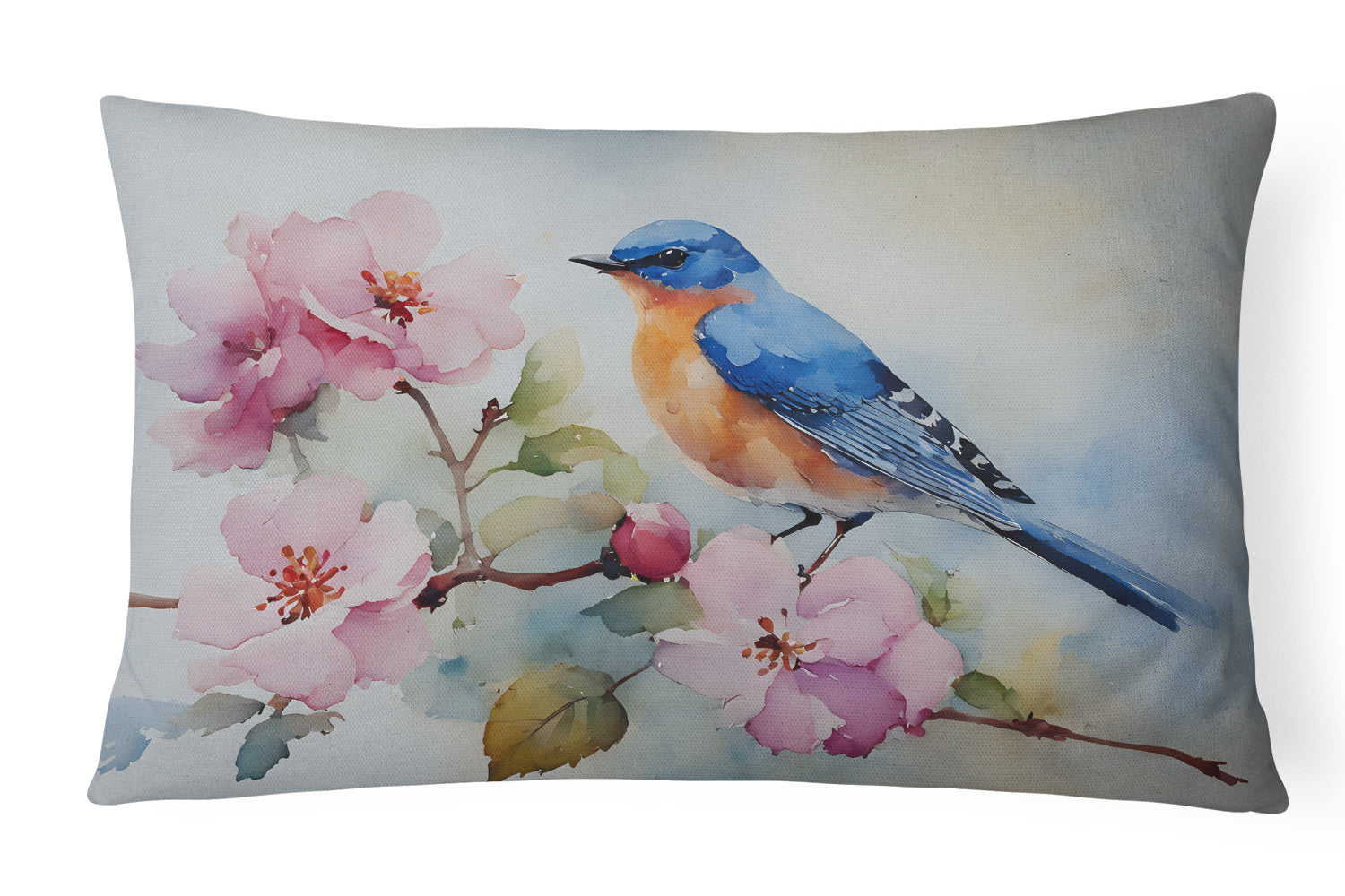 Watercolor Birds Throw Pillow Throw Pillow for Indoor Couch Bed Outdoor Patio Washable, Bluebird 3189,12Hx16W