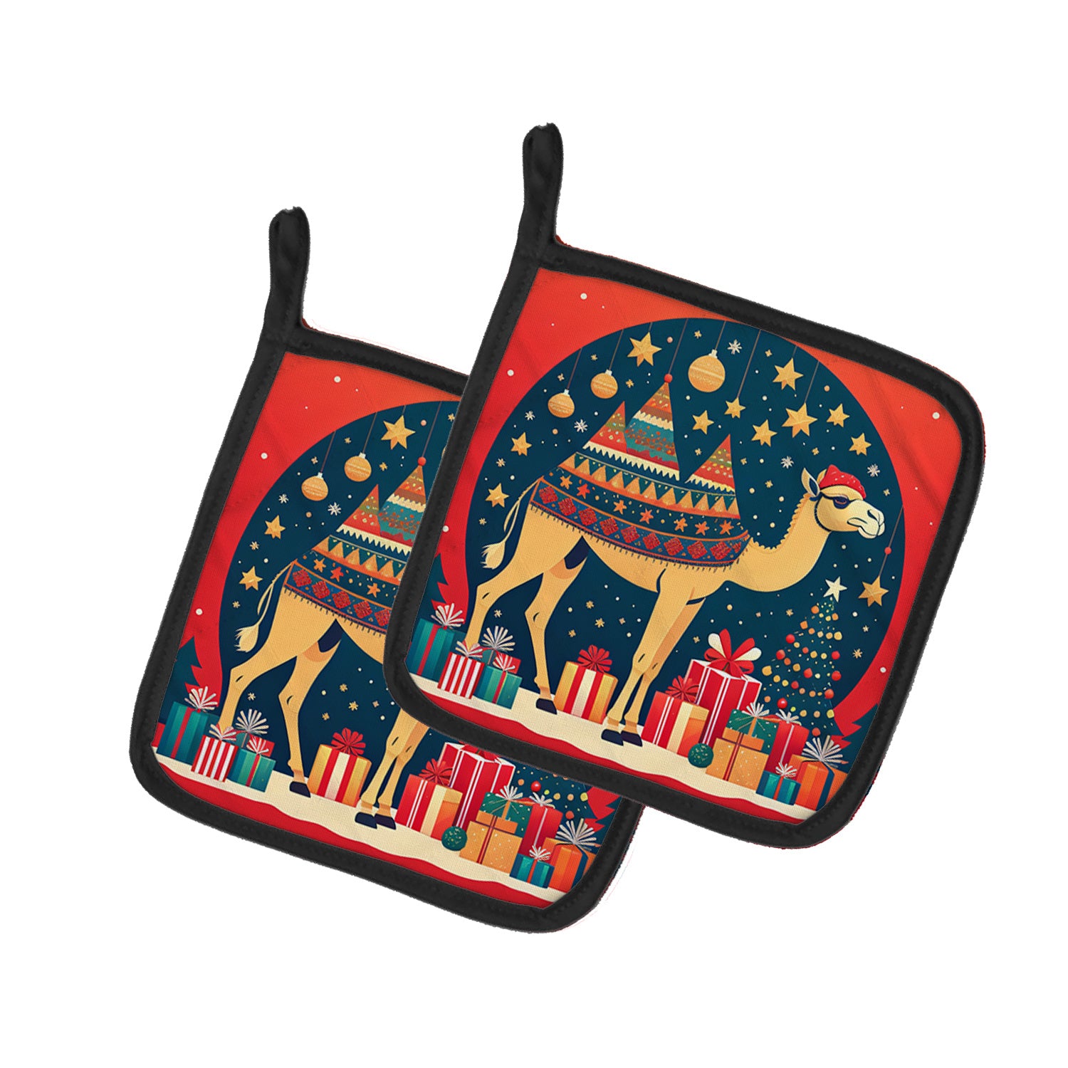 NEW Camel Christmas Pair of Pot Holders Kitchen Heat Resistant Pot Holders Sets Oven Hot Pads for Cooking Baking BBQ, 7 1/2 x 7 1/2