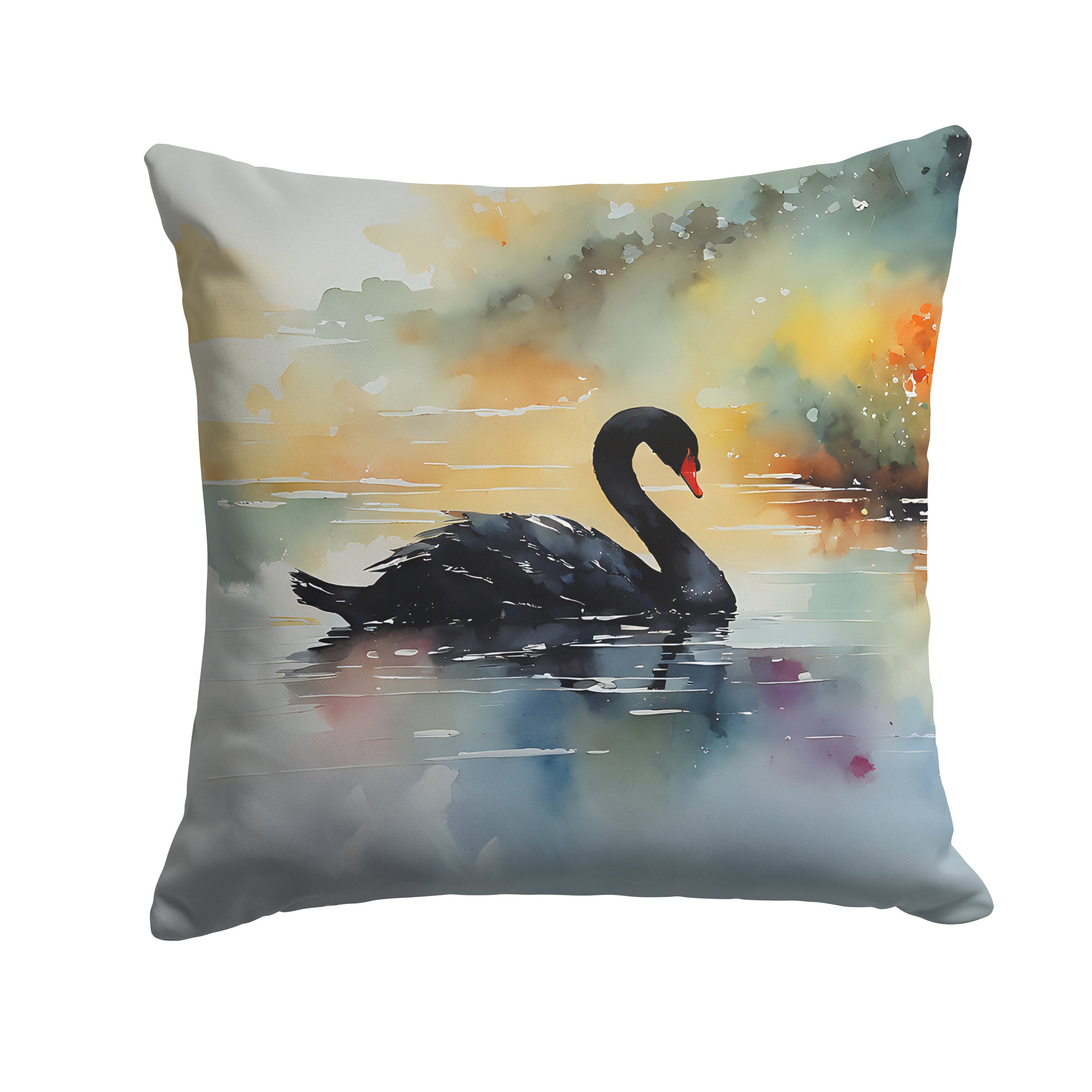 Black Swan Throw Pillow Machine Washable, Indoor Outdoor Decorative Pillow for Couch, Bed or Patio, 14Hx14W