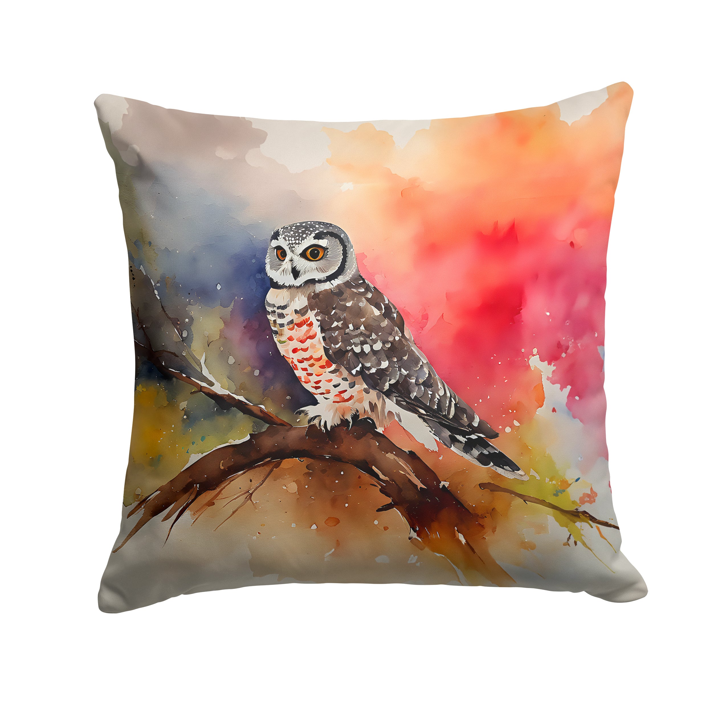 Northern Hawk Owl Throw Pillow Machine Washable, Indoor Outdoor Decorative Pillow for Couch, Bed or Patio, 14Hx14W