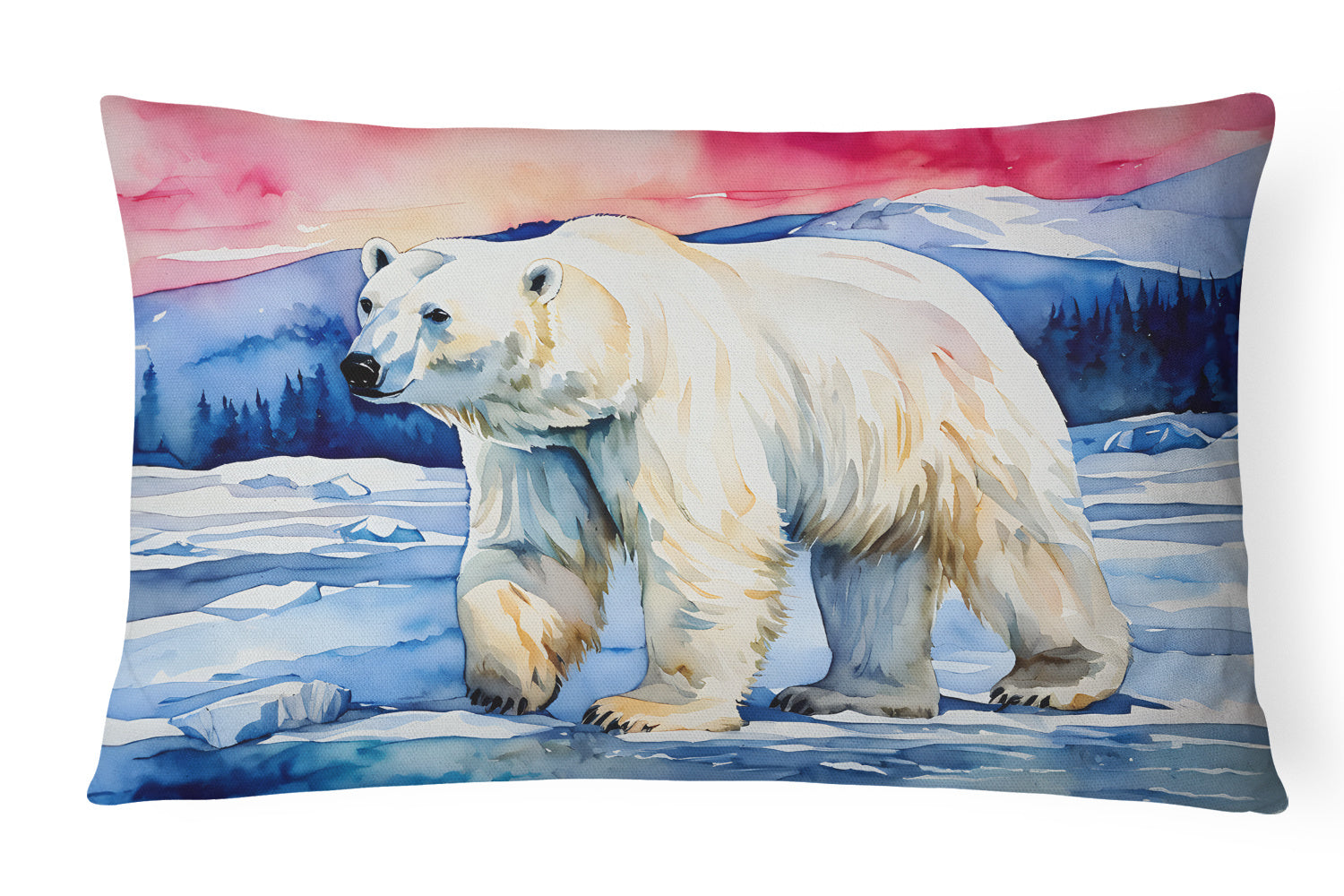 NEW Watercolor Wildlife Throw Pillow Throw Pillow for Indoor Couch Bed Outdoor Patio Washable, Polar Bear 2975,12Hx16W