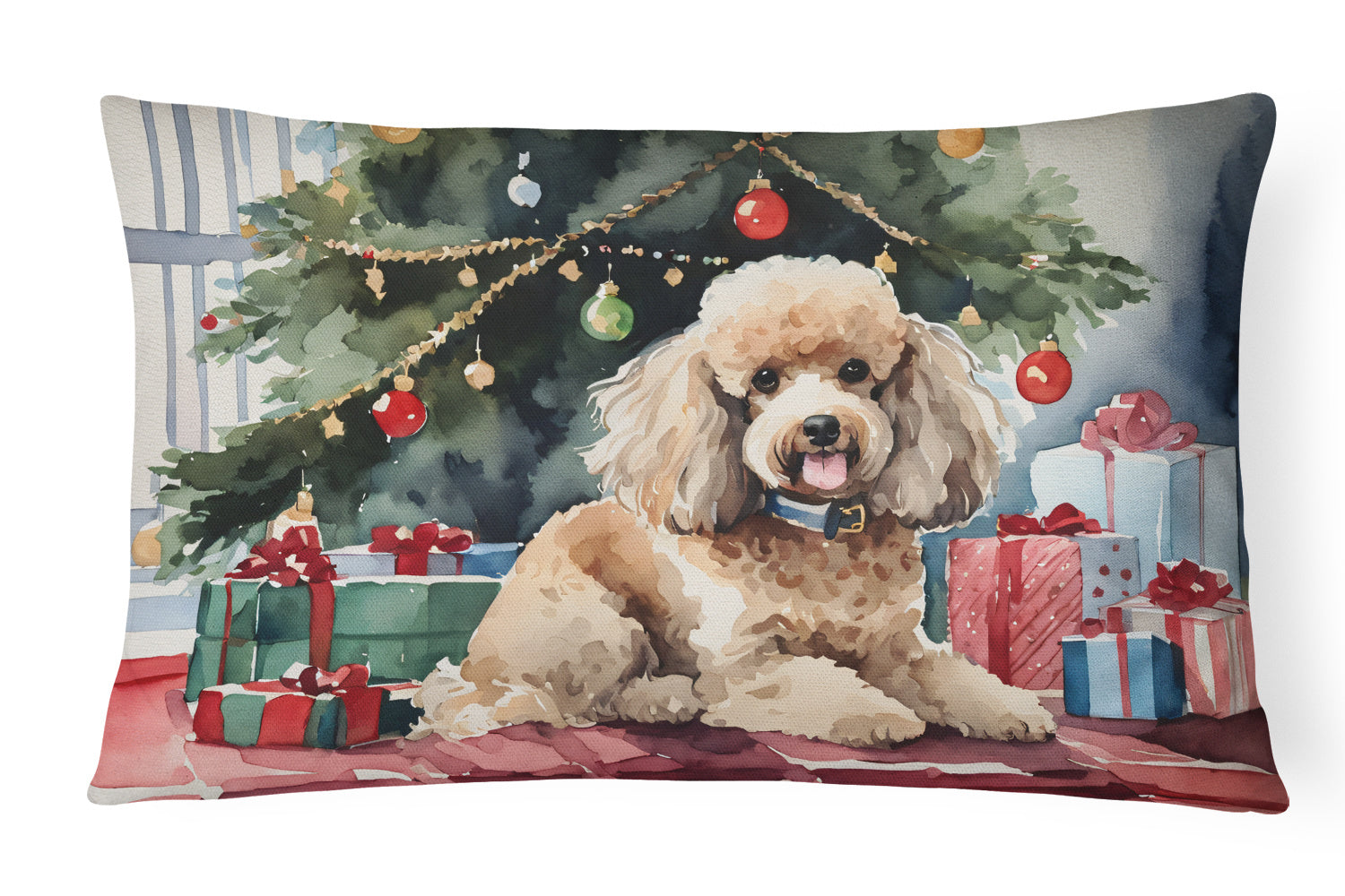 Cozy Christmas Throw Pillow Throw Pillow for Indoor Couch Bed Outdoor Patio Washable, Poodle 2726,12Hx16W