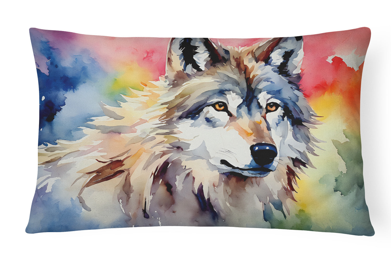 NEW Watercolor Wildlife Throw Pillow Throw Pillow for Indoor Couch Bed Outdoor Patio Washable, Wolves 3009,12Hx16W