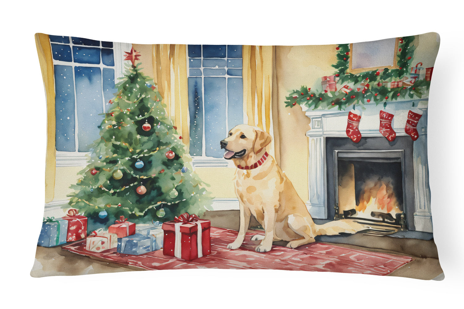 Cozy Christmas Throw Pillow Throw Pillow for Indoor Couch Bed Outdoor Patio Washable, Labrador Retriever 2697,12Hx16W