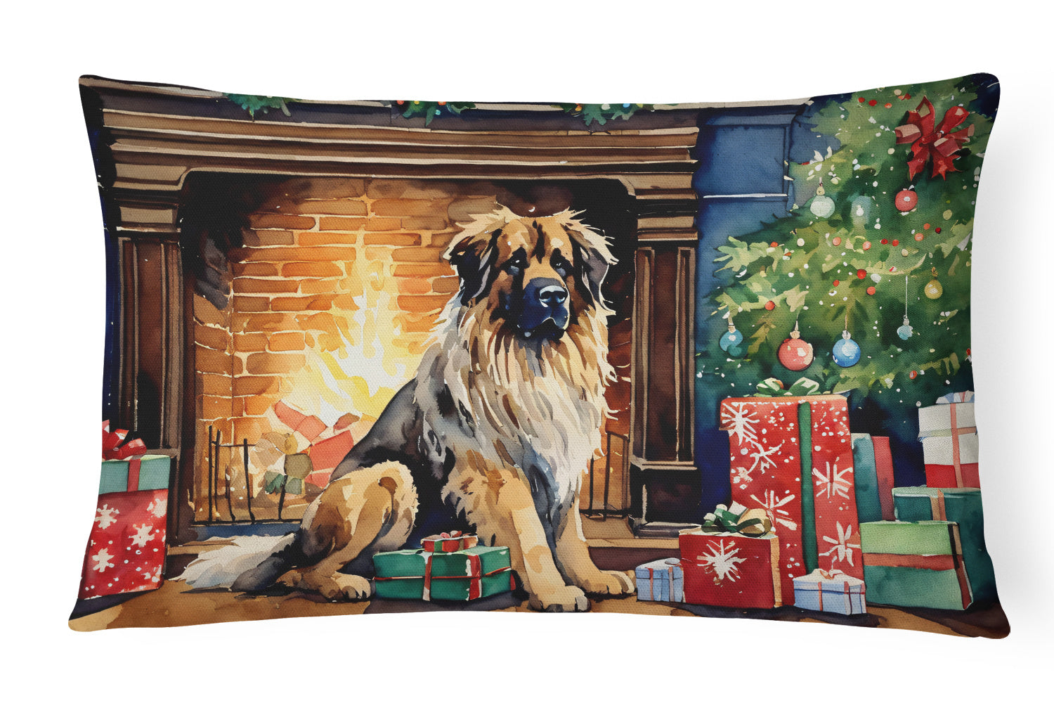 Cozy Christmas Throw Pillow Throw Pillow for Indoor Couch Bed Outdoor Patio Washable, Leonberger 2700,12Hx16W