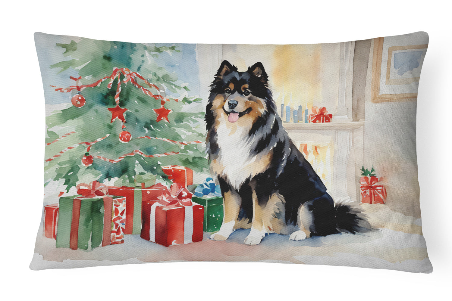 Cozy Christmas Throw Pillow Throw Pillow for Indoor Couch Bed Outdoor Patio Washable, Finnish Lapphund 2655,12Hx16W