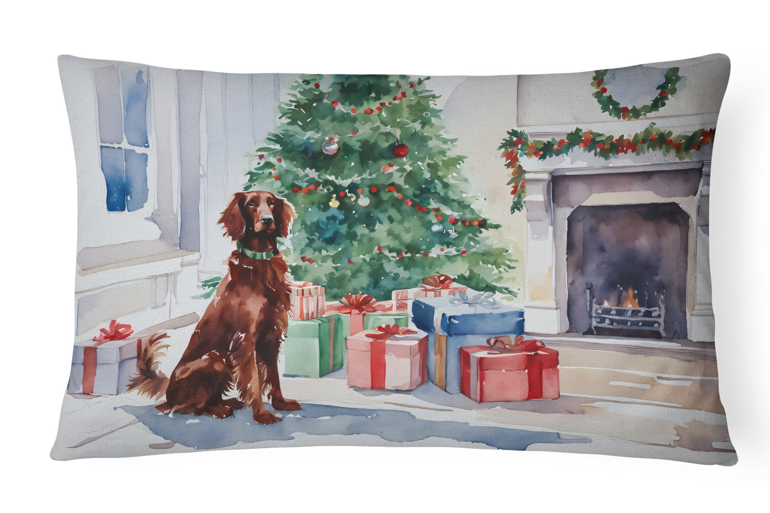 Cozy Christmas Throw Pillow Throw Pillow for Indoor Couch Bed Outdoor Patio Washable, Irish Setter 2676,12Hx16W
