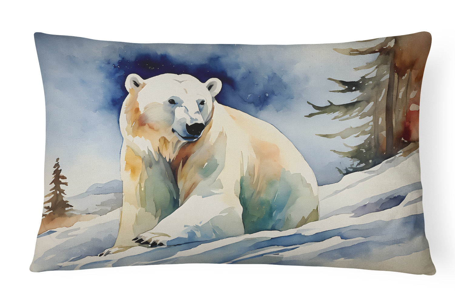 NEW Watercolor Wildlife Throw Pillow Throw Pillow for Indoor Couch Bed Outdoor Patio Washable, Polar Bear 2974,12Hx16W