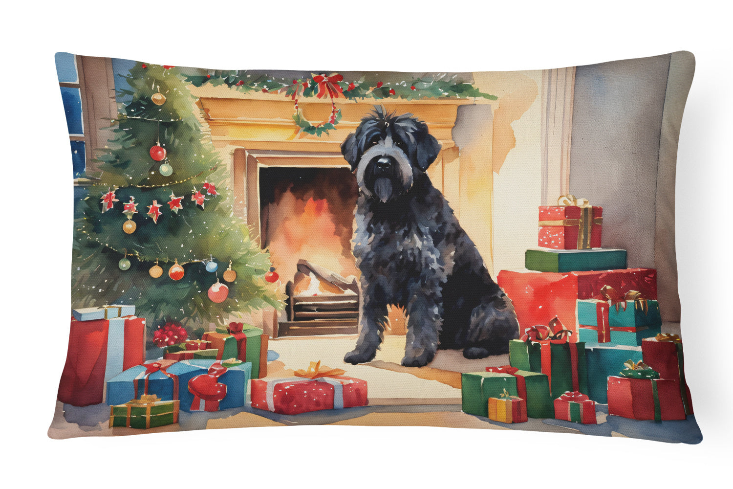 Cozy Christmas Throw Pillow Throw Pillow for Indoor Couch Bed Outdoor Patio Washable, Bouvier des Flandres 2619,12Hx16W