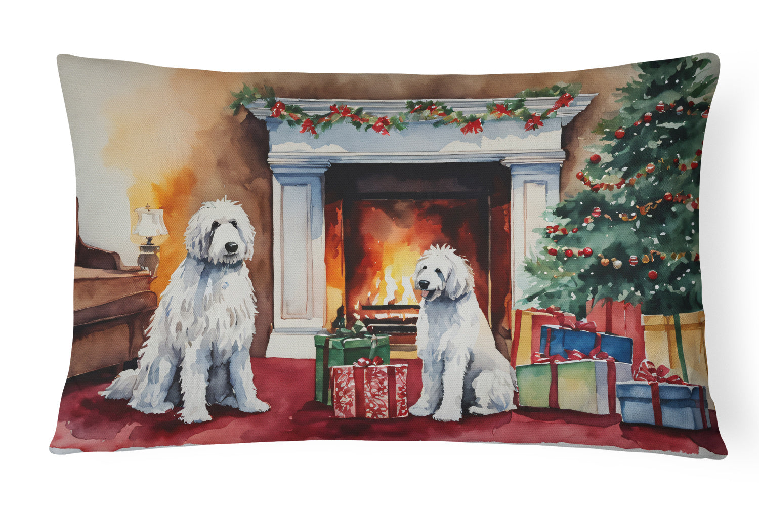 Cozy Christmas Throw Pillow Throw Pillow for Indoor Couch Bed Outdoor Patio Washable, Komondor 2692,12Hx16W