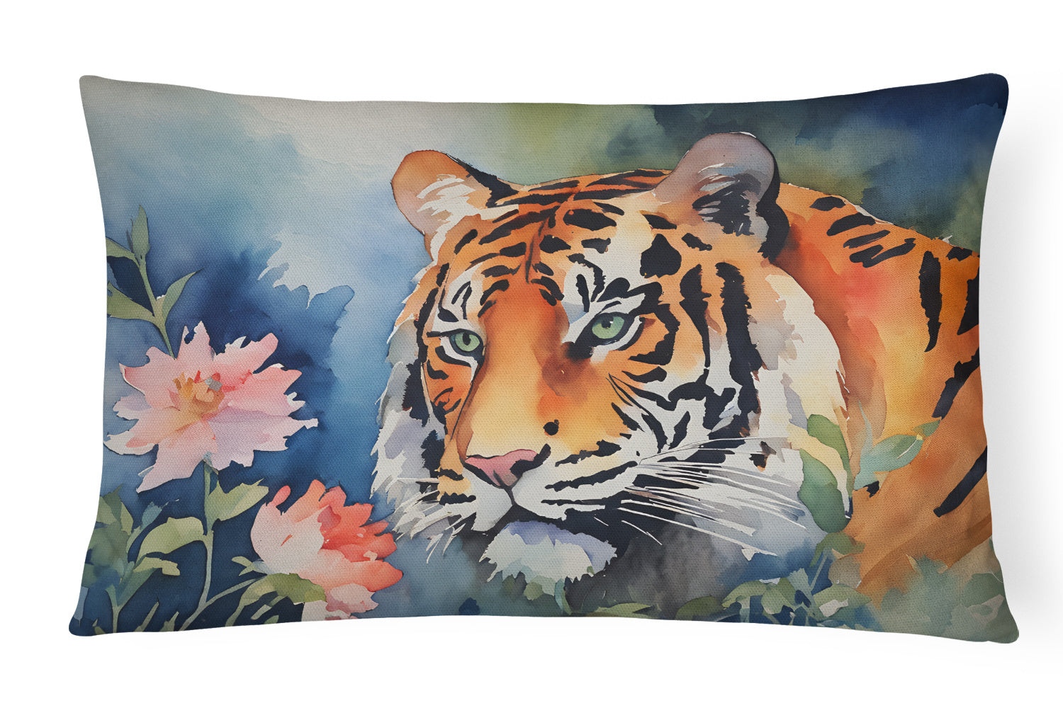 NEW Watercolor Wildlife Throw Pillow Throw Pillow for Indoor Couch Bed Outdoor Patio Washable, Tiger 2993,12Hx16W