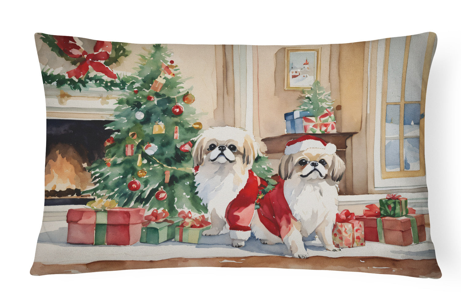 Cozy Christmas Throw Pillow Throw Pillow for Indoor Couch Bed Outdoor Patio Washable, Pekingese 2721,12Hx16W