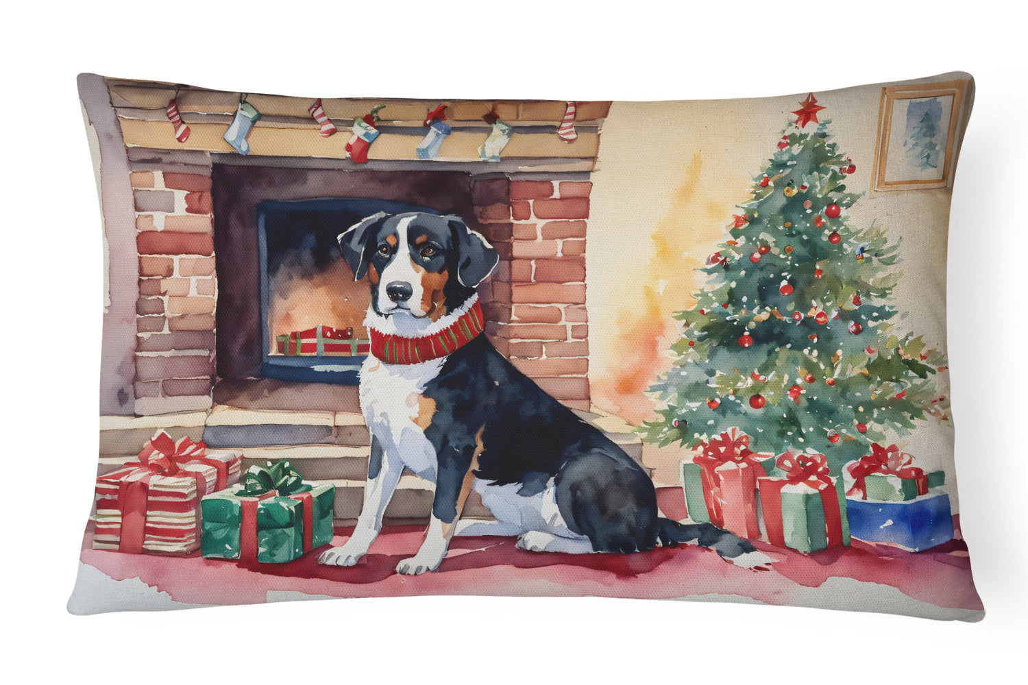 Cozy Christmas Throw Pillow Throw Pillow for Indoor Couch Bed Outdoor Patio Washable, Appenzeller Sennenhund 2597,12Hx16W