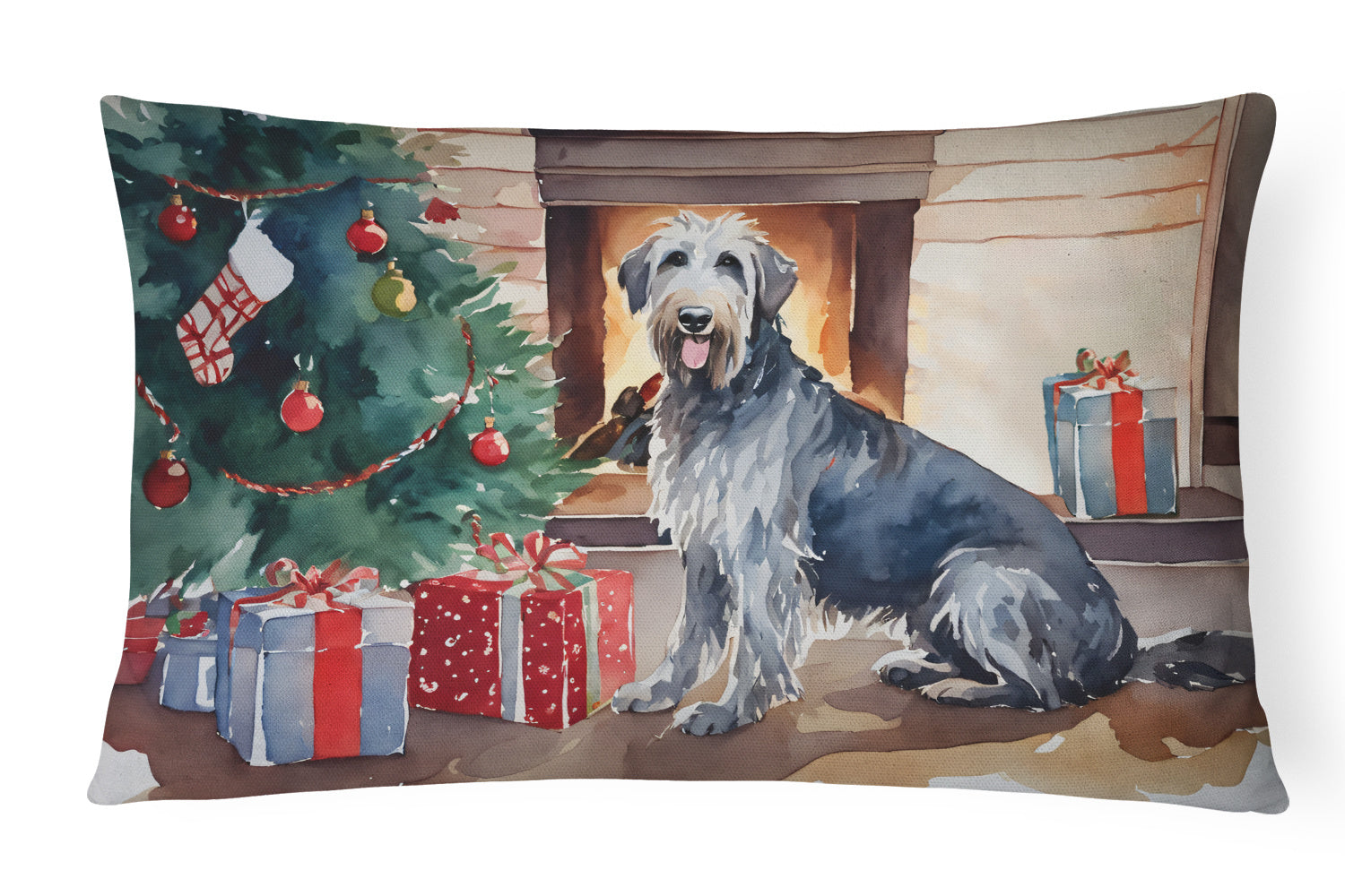 Cozy Christmas Throw Pillow Throw Pillow for Indoor Couch Bed Outdoor Patio Washable, Irish Wolfhound 2679,12Hx16W