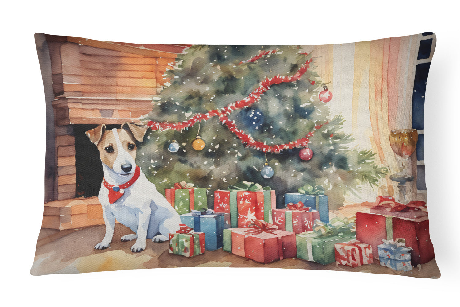 Cozy Christmas Throw Pillow Throw Pillow for Indoor Couch Bed Outdoor Patio Washable, Jack Russell Terrier 2681,12Hx16W