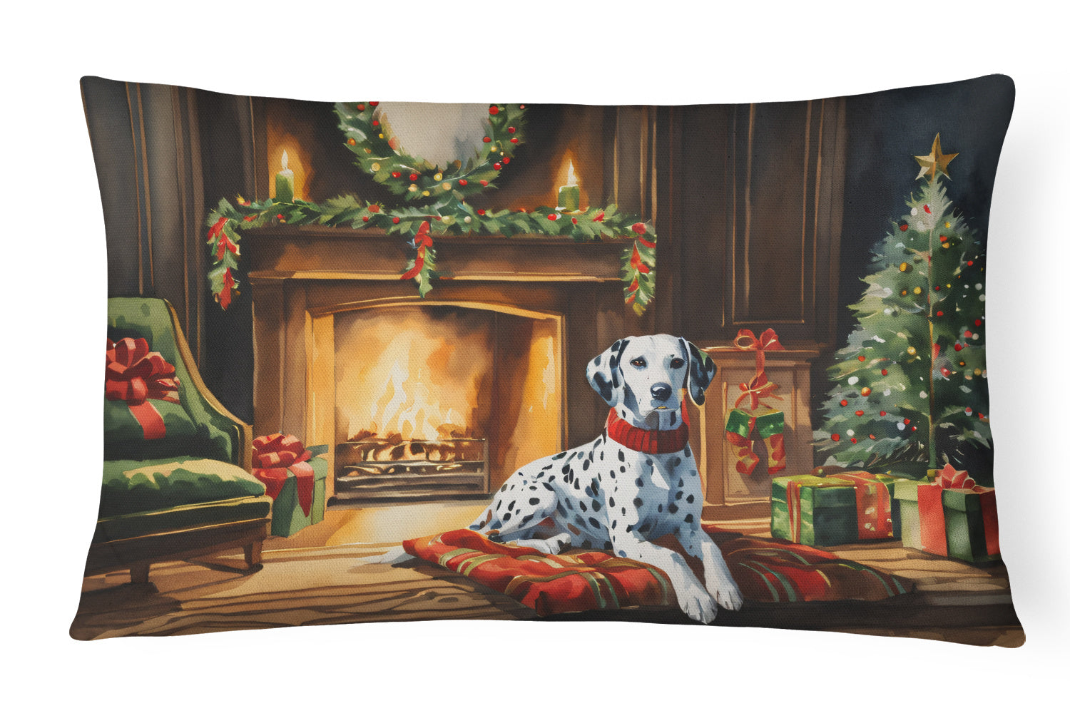 Cozy Christmas Throw Pillow Throw Pillow for Indoor Couch Bed Outdoor Patio Washable, Dalmatian 2645,12Hx16W