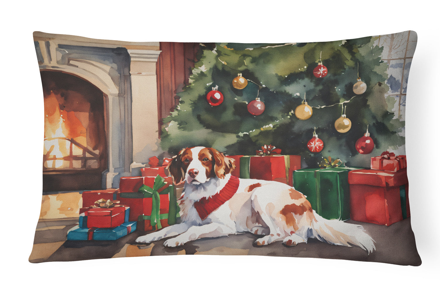 Cozy Christmas Throw Pillow Throw Pillow for Indoor Couch Bed Outdoor Patio Washable, Brittany 2622,12Hx16W