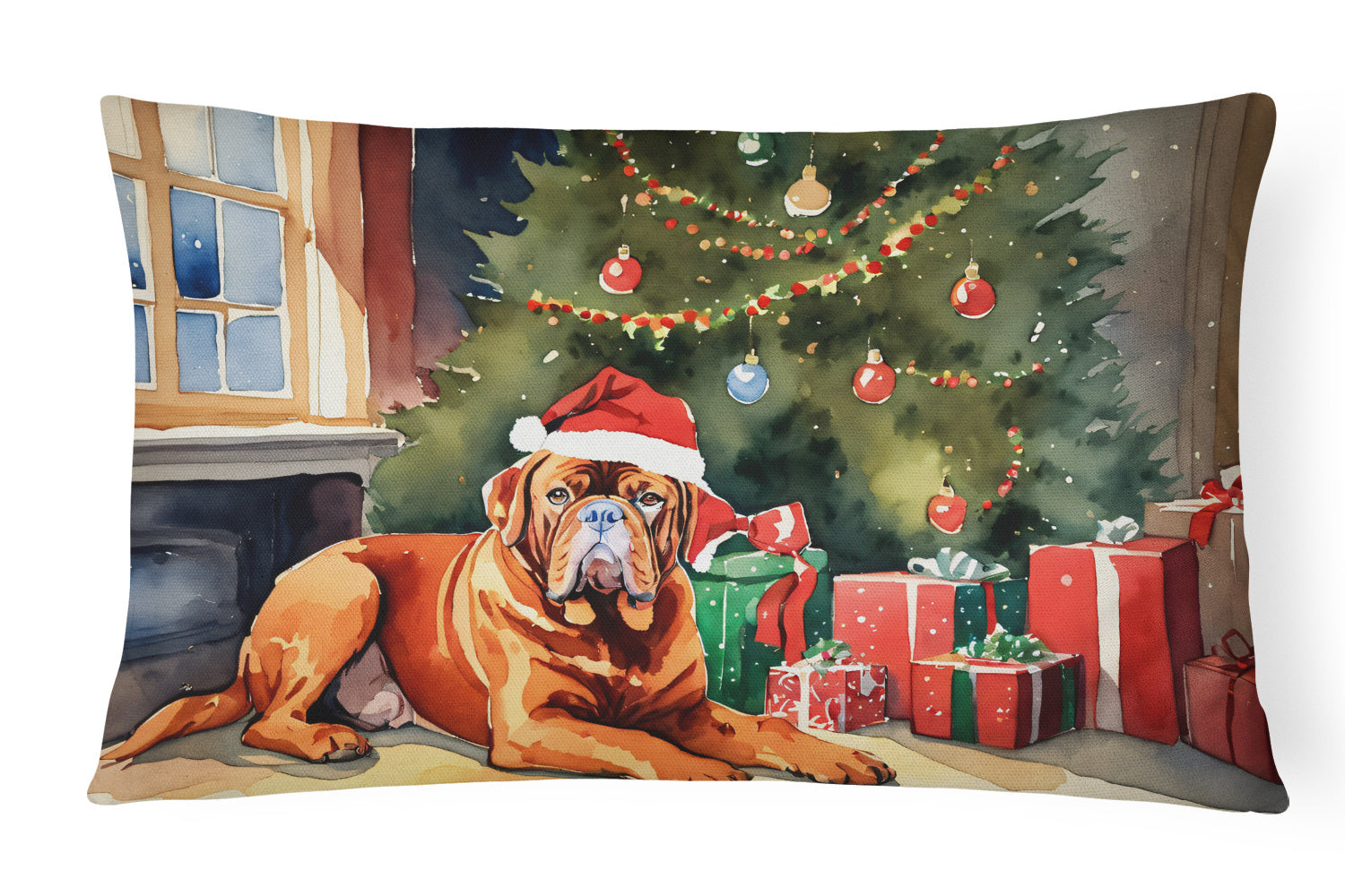 Cozy Christmas Throw Pillow Throw Pillow for Indoor Couch Bed Outdoor Patio Washable, Dogue de Bordeaux 2648,12Hx16W