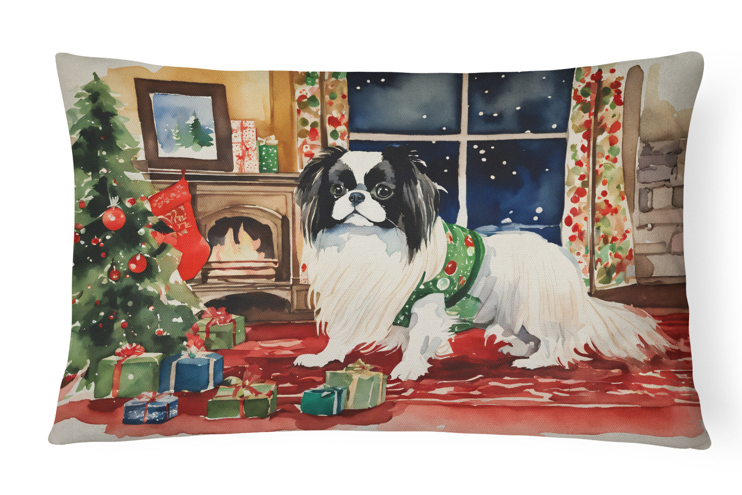 Cozy Christmas Throw Pillow Throw Pillow for Indoor Couch Bed Outdoor Patio Washable, Japanese Chin 2683,12Hx16W