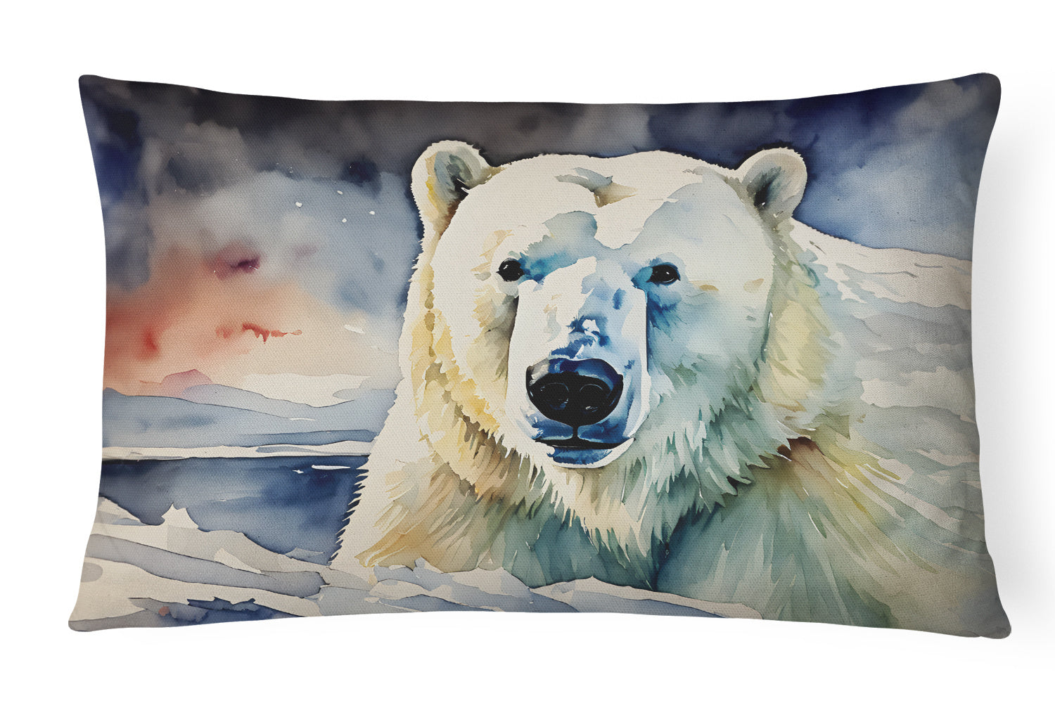 NEW Watercolor Wildlife Throw Pillow Throw Pillow for Indoor Couch Bed Outdoor Patio Washable, Polar Bear 2977,12Hx16W