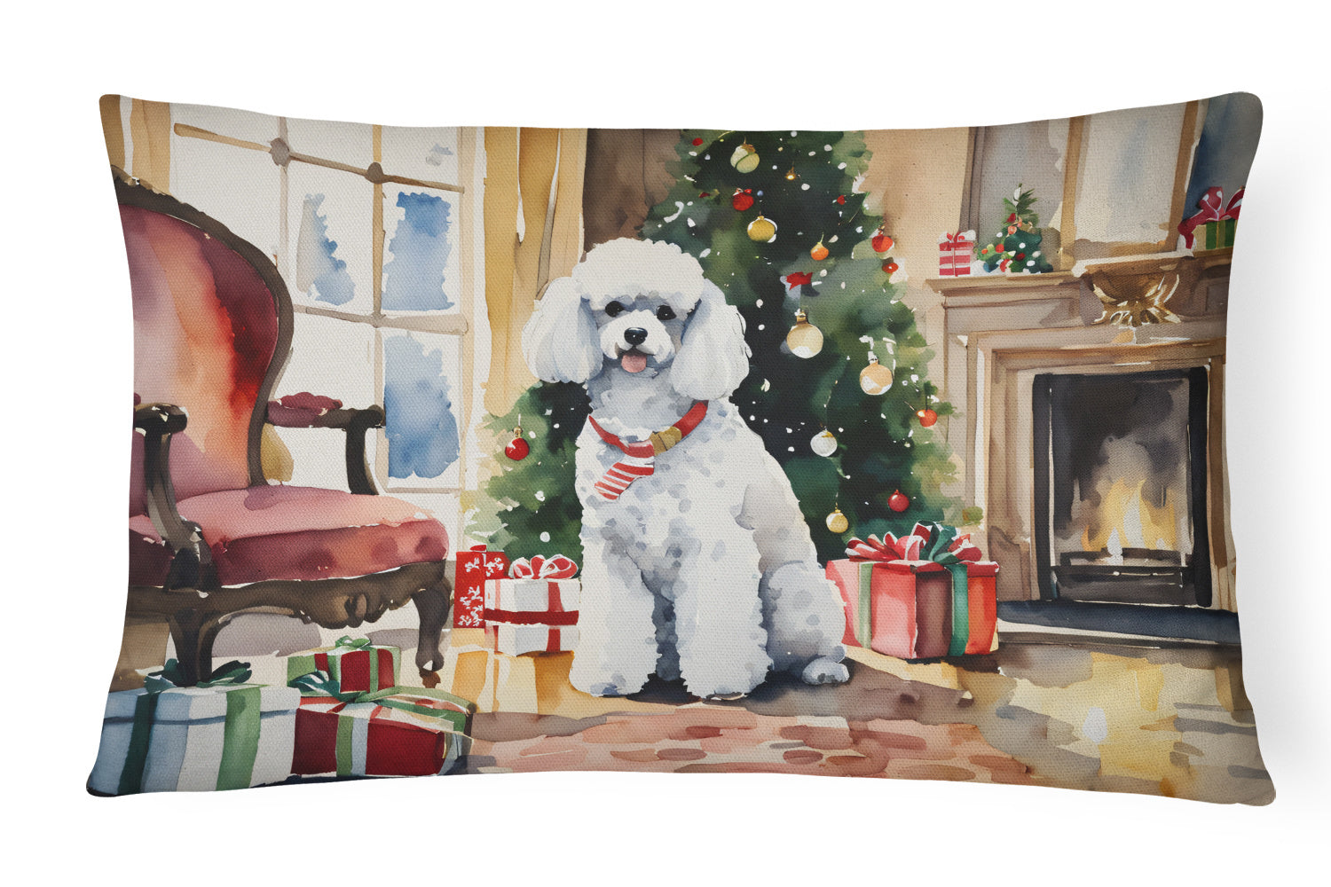 Cozy Christmas Throw Pillow Throw Pillow for Indoor Couch Bed Outdoor Patio Washable, Poodle 2727,12Hx16W