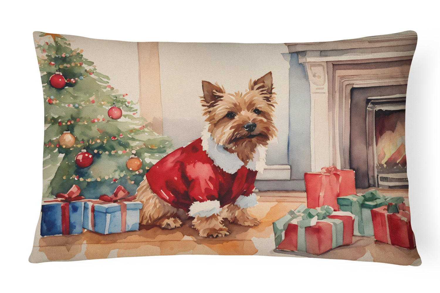 Cozy Christmas Throw Pillow Throw Pillow for Indoor Couch Bed Outdoor Patio Washable, Norwich Terrier 2714,12Hx16W