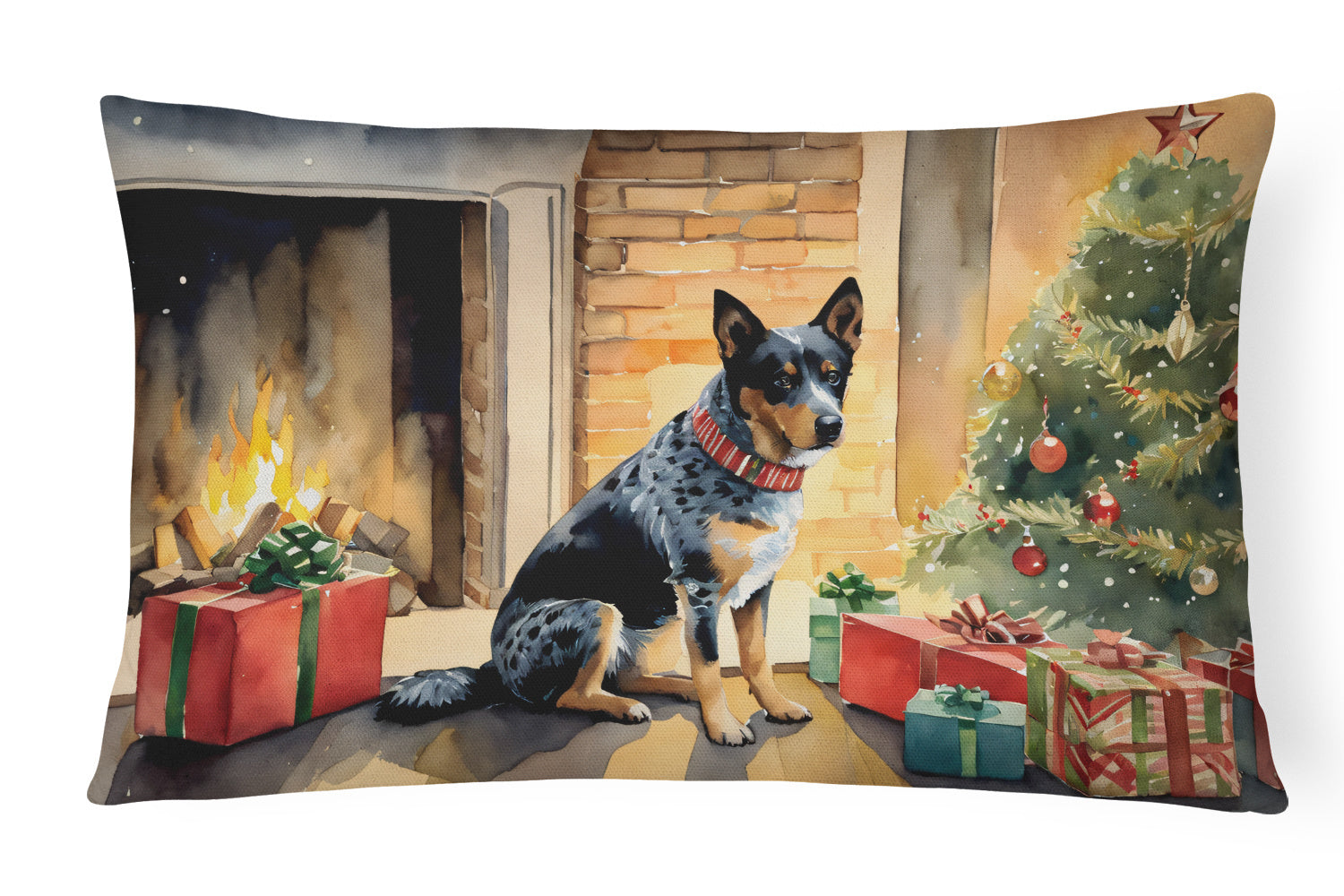 Cozy Christmas Throw Pillow Throw Pillow for Indoor Couch Bed Outdoor Patio Washable, Australian Cattle Dog 2598,12Hx16W