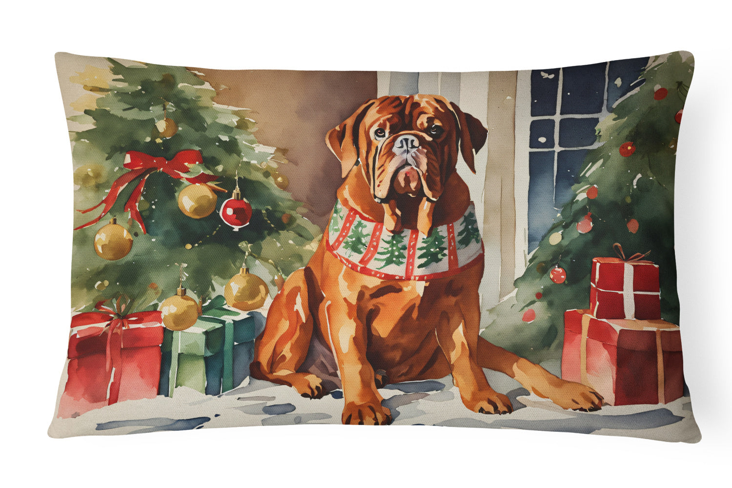 Cozy Christmas Throw Pillow Throw Pillow for Indoor Couch Bed Outdoor Patio Washable, Dogue de Bordeaux 2647,12Hx16W