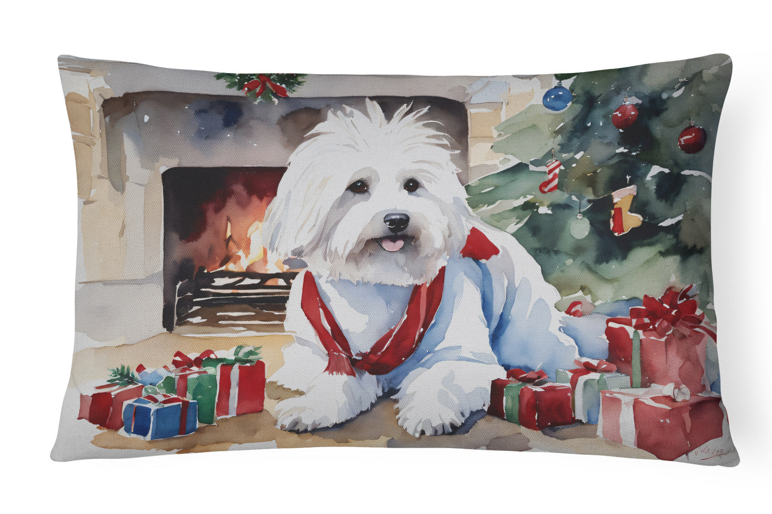 Cozy Christmas Throw Pillow Throw Pillow for Indoor Couch Bed Outdoor Patio Washable, Coton De Tulear 2640,12Hx16W