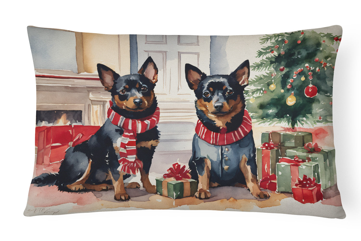 Cozy Christmas Throw Pillow Throw Pillow for Indoor Couch Bed Outdoor Patio Washable, Lancashire Heeler 2699,12Hx16W