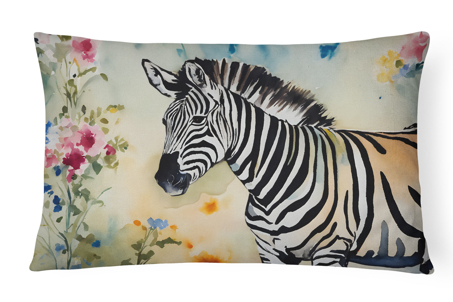 NEW Watercolor Wildlife Throw Pillow Throw Pillow for Indoor Couch Bed Outdoor Patio Washable, Zebra 3014,12Hx16W