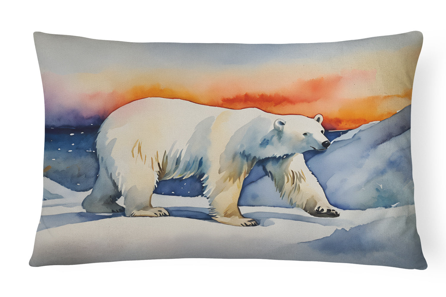 NEW Watercolor Wildlife Throw Pillow Throw Pillow for Indoor Couch Bed Outdoor Patio Washable, Polar Bear 2978,12Hx16W