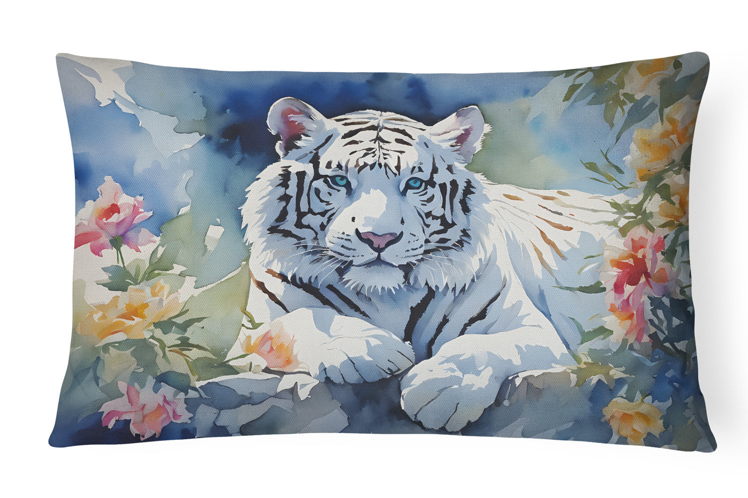 NEW Watercolor Wildlife Throw Pillow Throw Pillow for Indoor Couch Bed Outdoor Patio Washable, Tiger White 2999,12Hx16W