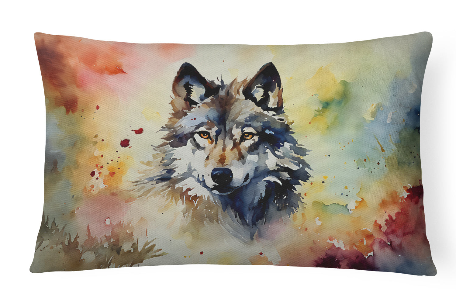 NEW Watercolor Wildlife Throw Pillow Throw Pillow for Indoor Couch Bed Outdoor Patio Washable, Wolves 3004,12Hx16W