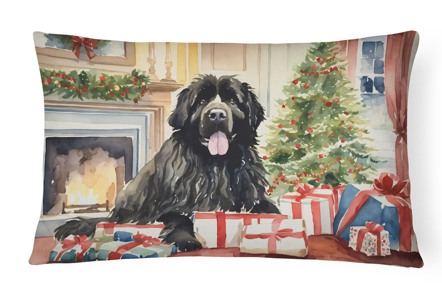 Cozy Christmas Throw Pillow Throw Pillow for Indoor Couch Bed Outdoor Patio Washable, Newfoundland 2707,12Hx16W