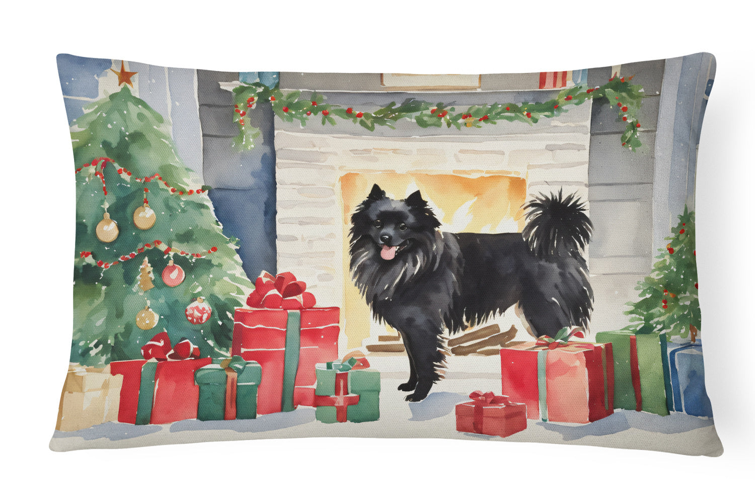 Cozy Christmas Throw Pillow Throw Pillow for Indoor Couch Bed Outdoor Patio Washable, German Spitz 2664,12Hx16W